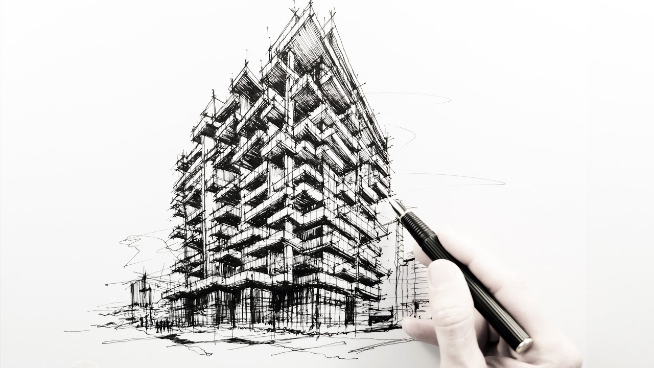 1280x720 Drawing An Apartment Building In Dubai - Apartment Building Drawing