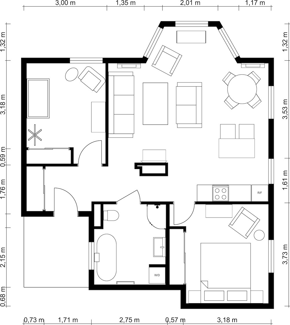 1000x1119 bedroom floor plans roomsketcher - Apartment Drawing