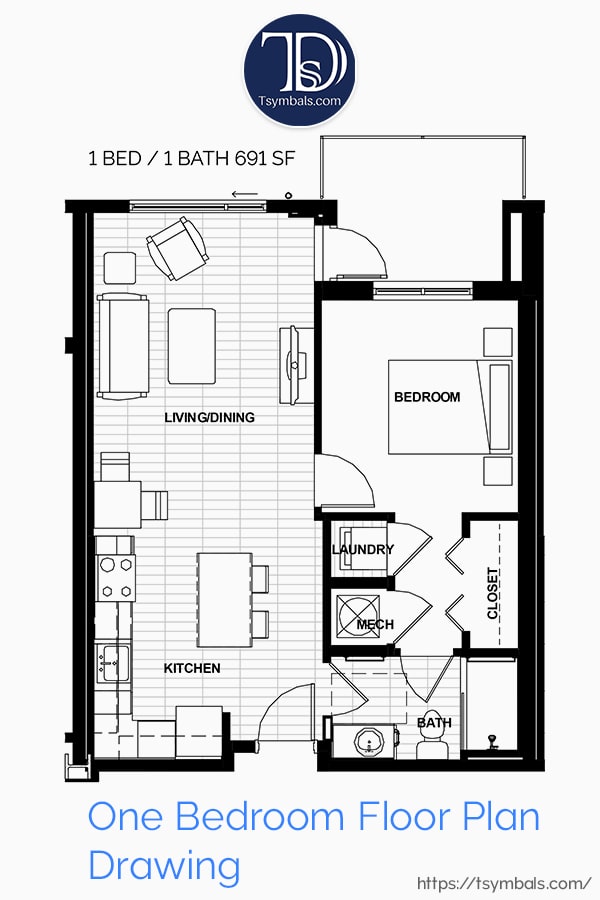 600x900 modern one bedroom floor plans tsymbals design - Apartment Drawing