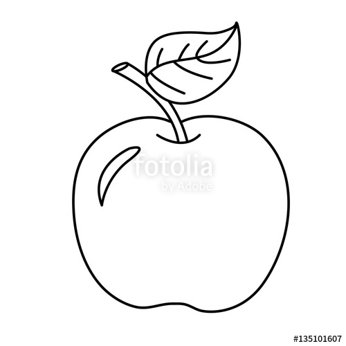 500x500 Coloring - Apple Cartoon Drawing