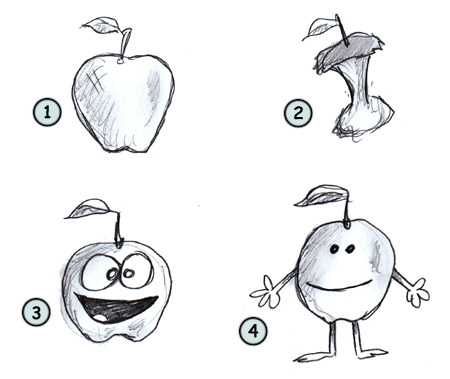 450x379 Drawing A Cartoon Apple - Apple Cartoon Drawing