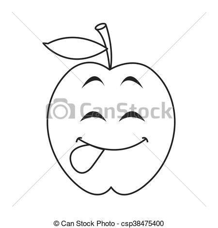 450x470 Flat Design Cute Tongue Out Apple Cartoon Icon Vector Illustration - Apple Cartoon Drawing