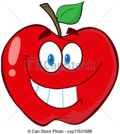 422x470 Happy Red Apple Cartoon Mascot Character - Apple Cartoon Drawing