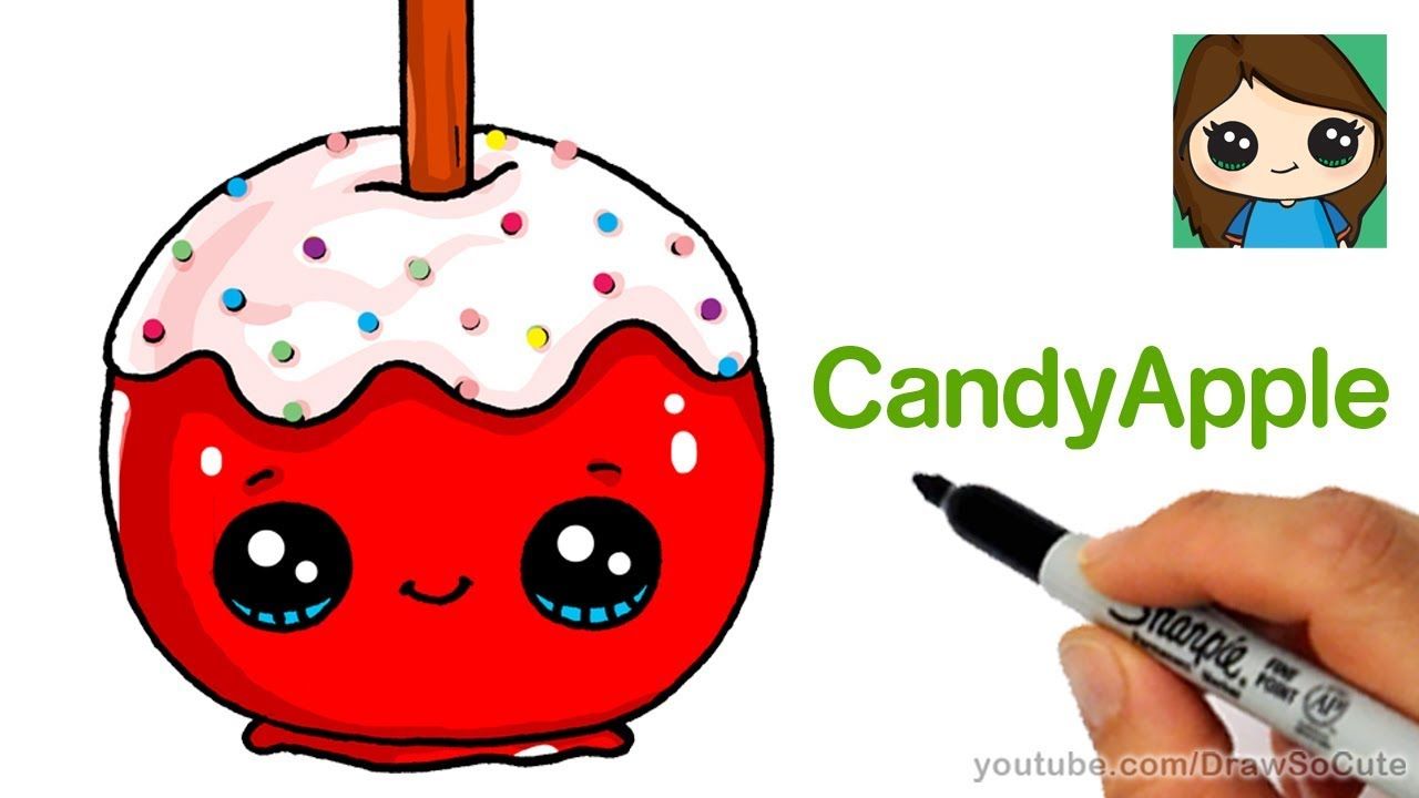 1280x720 How To Draw A Candy Apple Easy Cute Easy Cartoon Drawings - Apple Cartoon Drawing