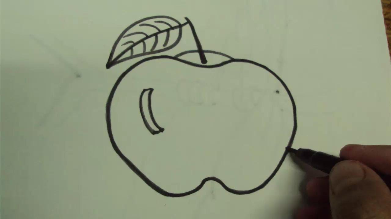 1280x720 How To Draw A Cartoon Apple - Apple Cartoon Drawing