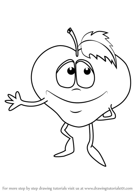 567x800 Learn How To Draw A Cartoon Apple - Apple Cartoon Drawing