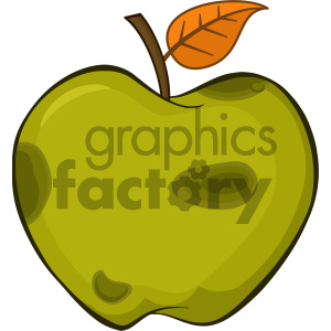 300x300 Royalty Free Rf Clipart Illustration Rotten Green Apple Fruit - Apple Cartoon Drawing