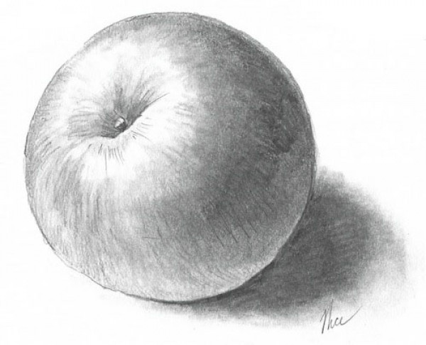 600x486 Drawing Basics Draw An Apple - Apple Drawing