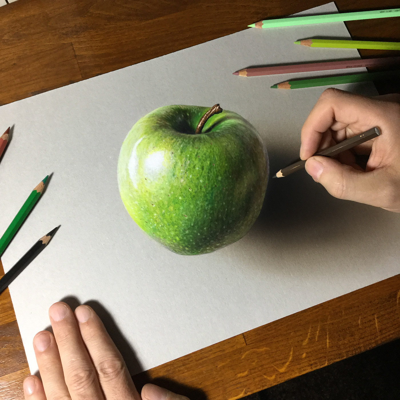 1400x1400 Green Apple Drawing On Behance - Apple Drawing