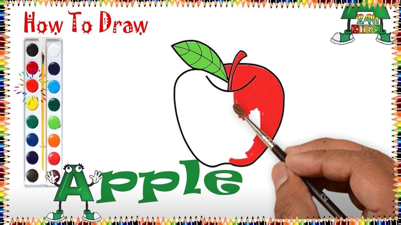 1280x720 Easy Things To Draw For Kids Learn To Draw Apple - Apple Drawing For Kids