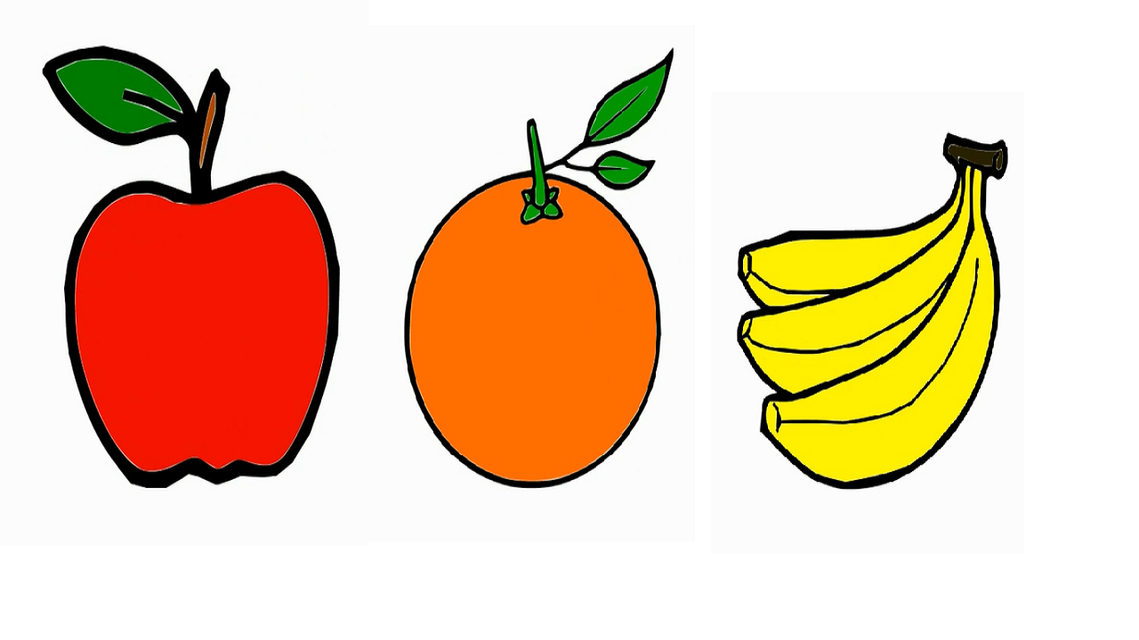 1280x720 How To Draw Fruits How To Draw Apple Orange And Banana For Childrens - Apple Drawing For Kids