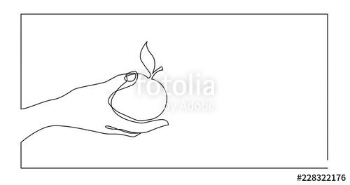 500x264 Animation Of Continuous Line Drawing Of Hand Giving Apple Stock - Apple Line Drawing