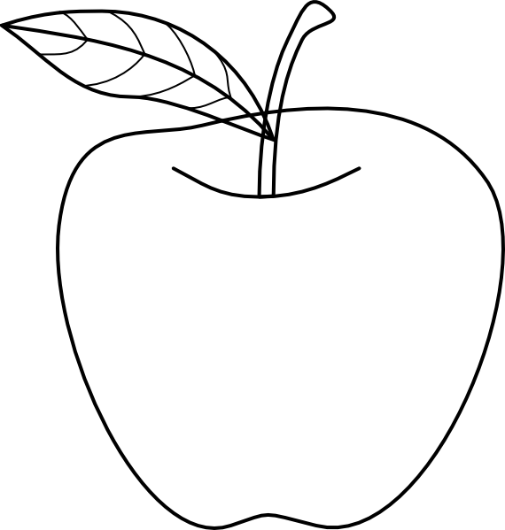 570x599 Apple Outline Clip Art - Apple Line Drawing
