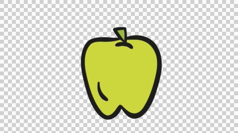480x268 Apple Fruit Line Drawing Illustration Animation Transparent - Apple Line Drawing