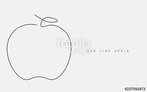 500x313 Apple Icon Vector One Line Drawing Isolated On The White - Apple Line Drawing