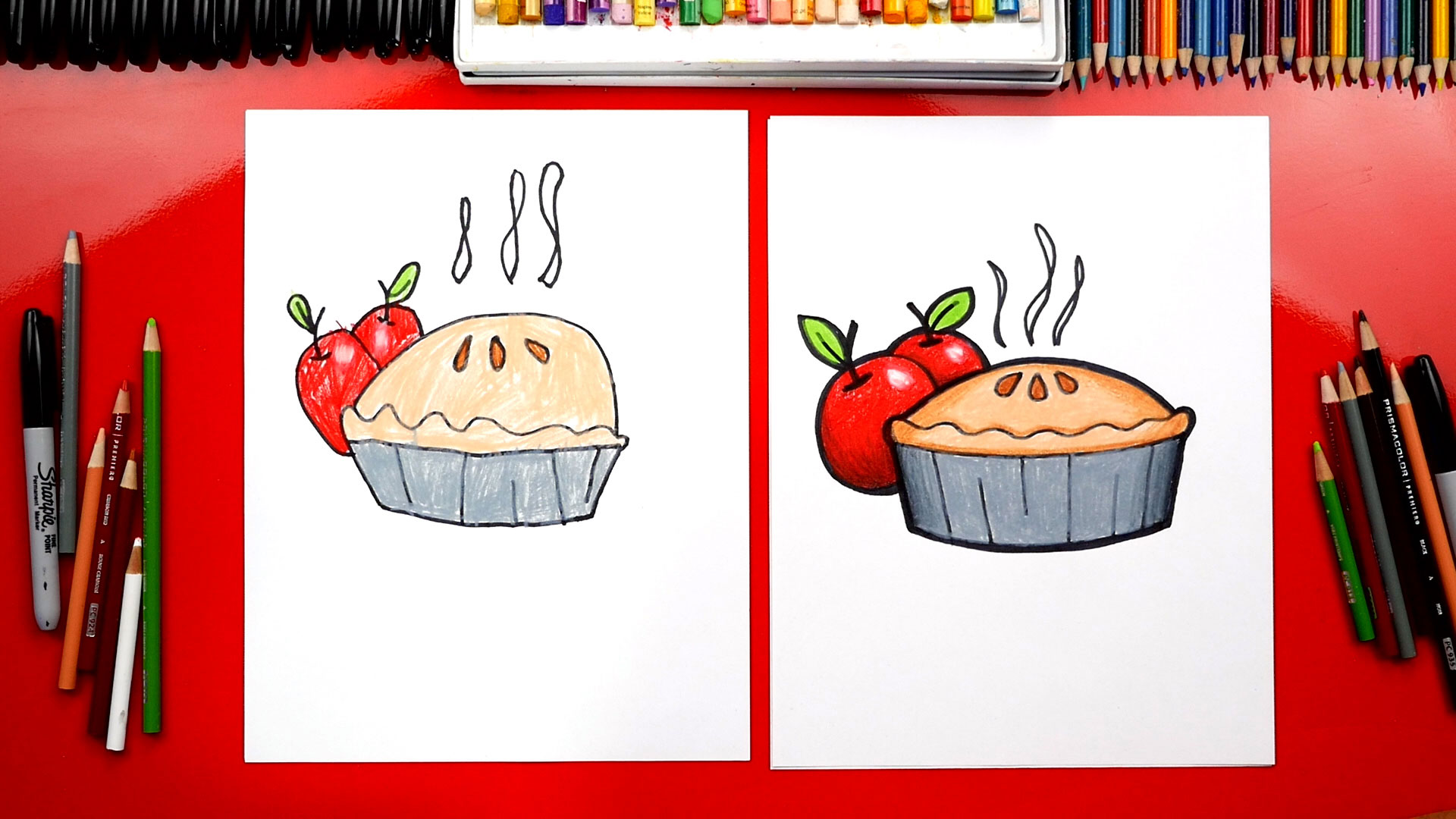 1920x1080 How To Draw An Apple Pie For Thanksgiving - Apple Pie Drawing