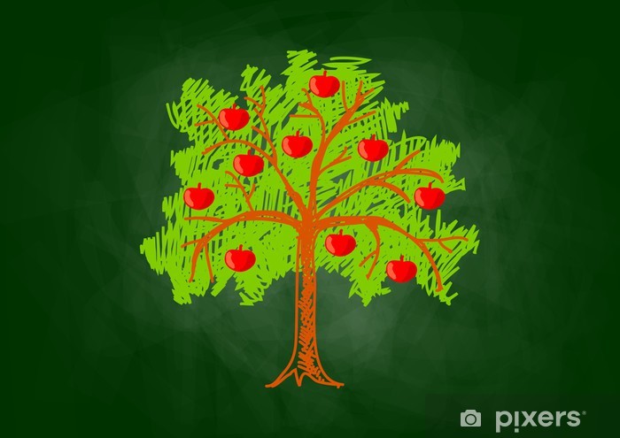 700x495 Apple Tree Drawing On Blackboard Wall Mural We Live - Apple Tree Drawing