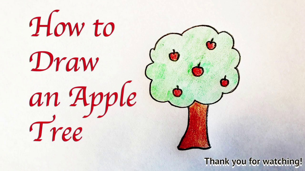 1280x720 Drawing For Kids How To Draw An Apple Tree - Apple Tree Drawing