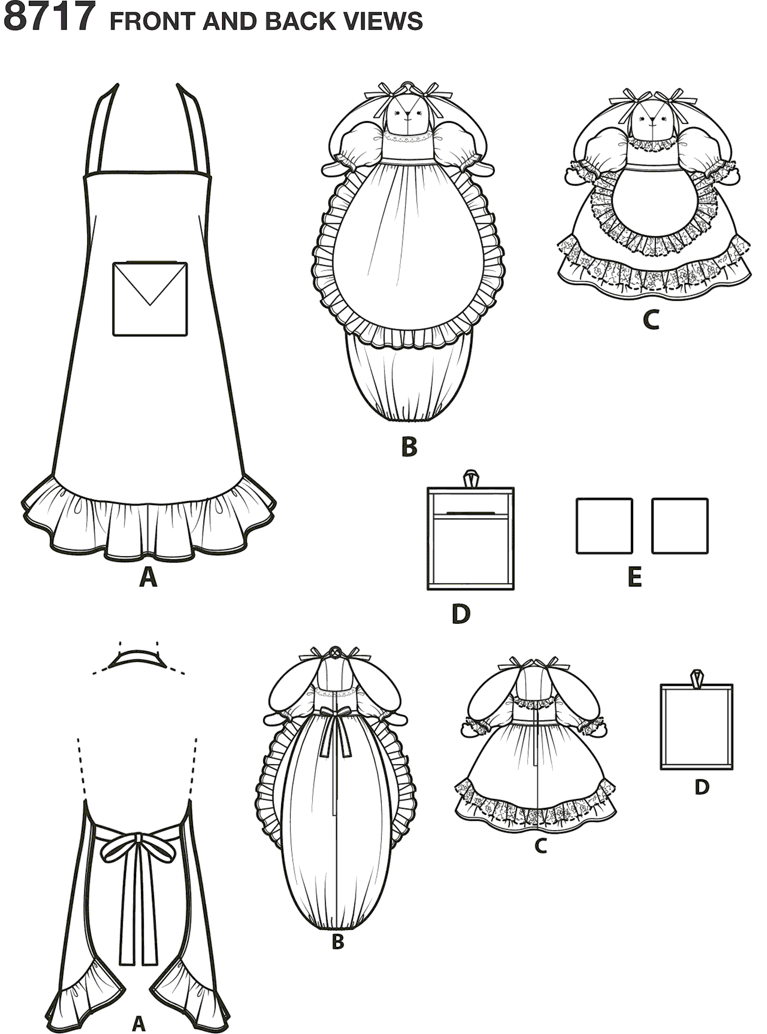 1500x2022 simplicity pattern kitchen accessories and apron - Apron Drawing