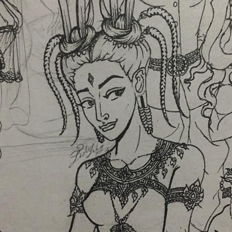474x474 Khmer Apsara Drawing - Apsara Drawing