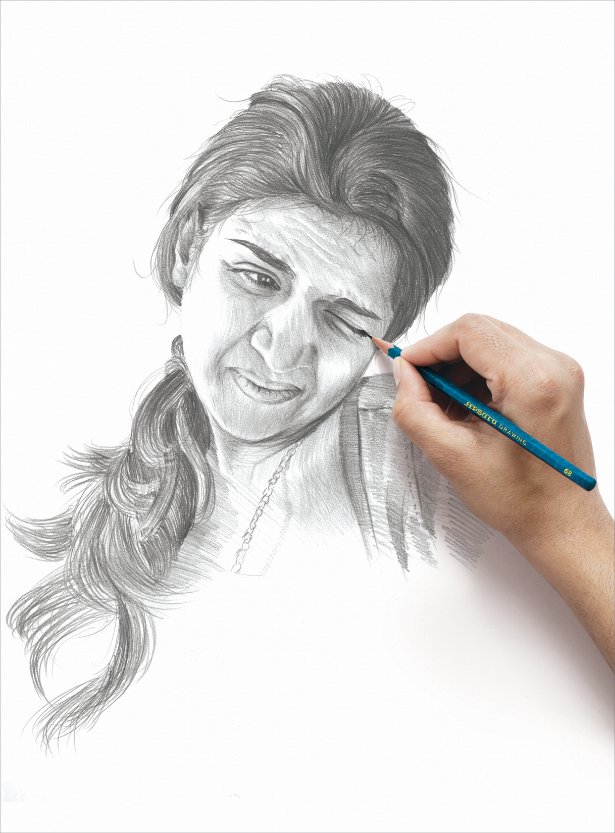 1218x1650 Outdoor Ad Apsara Drawing Pencil Reacting Portraits Eye - Apsara Drawing