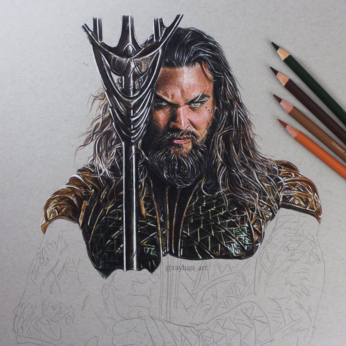 1200x1200 Rayhan On Twitter Aquaman Drawing Done With Colour - Aquaman Drawing