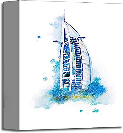 417x450 watercolor drawing of dubai hotel burj al arab - Aquarelle Drawing