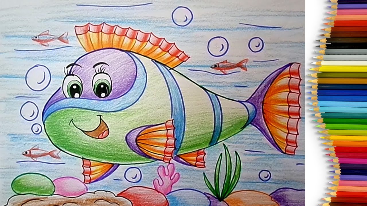 1280x720 how to draw an aquarium fish easy step - Aquarium Drawing