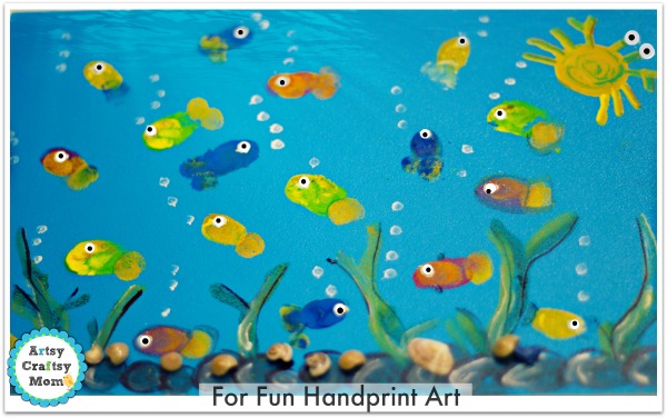 600x376 fingerprint fish aquarium craft - Aquarium Drawing For Kid