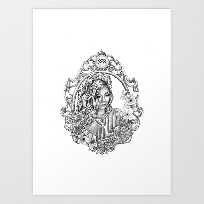 700x700 aquarius sign art print - Aquarius Drawings