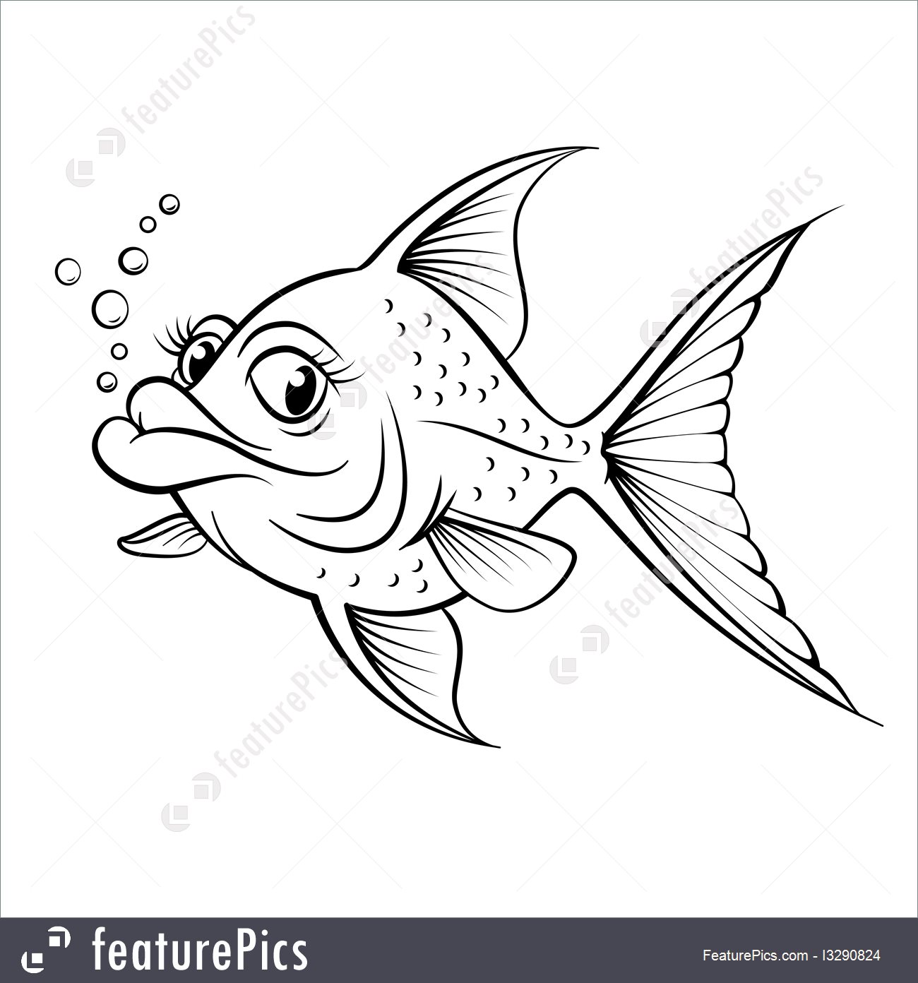 1300x1392 cartoon drawing fish illustration - Aquatic Drawing