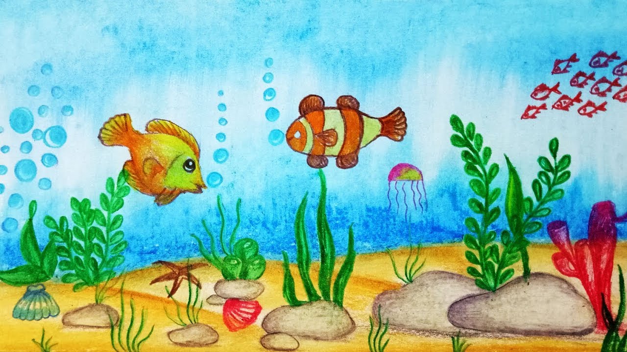 1280x720 how to draw underwater scenery step - Aquatic Drawing