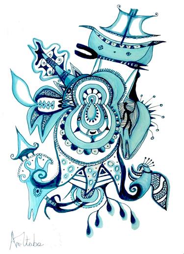 375x517 aquatic trip to infinite drawing - Aquatic Drawing