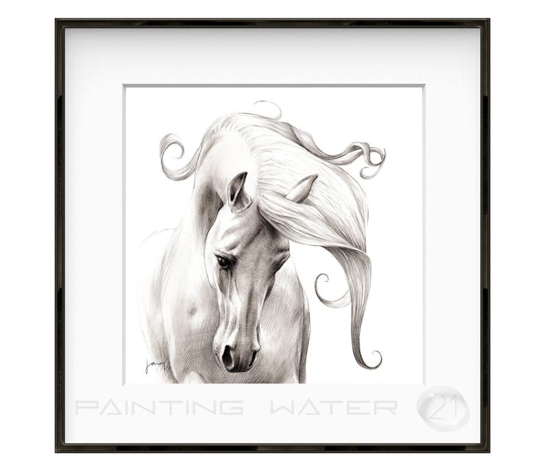 794x687 arabian horse drawing white horse running horse fine art etsy - Arabian Horse Drawing