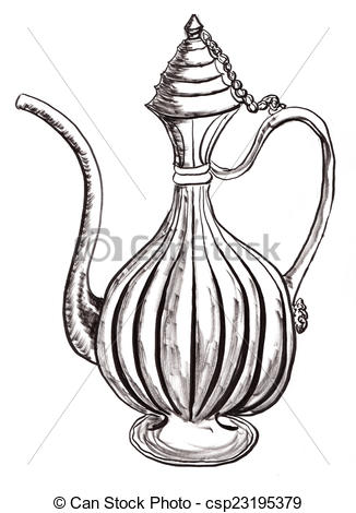 326x470 hand draw arabic pot, on paper - Arabic Drawing