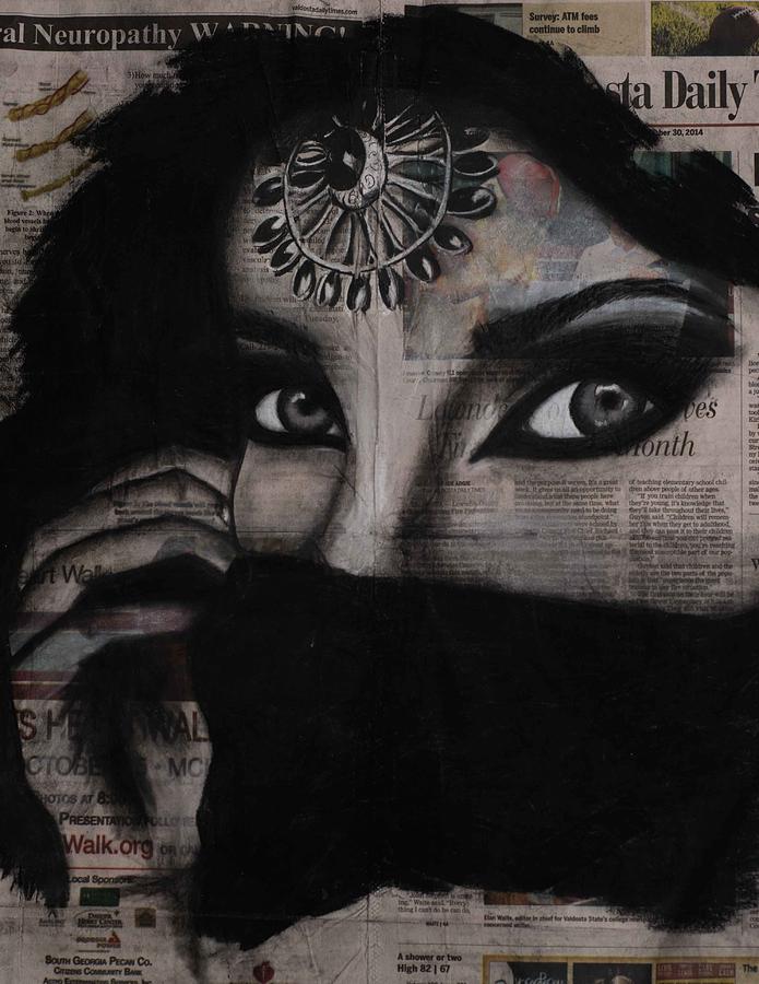 695x900 arabic woman in black drawing - Arabic Drawing
