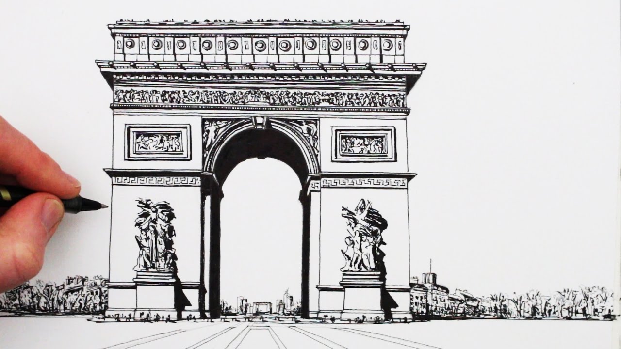 1280x720 how to draw famous buildings the arc de triomphe - Arc De Triomphe Drawing