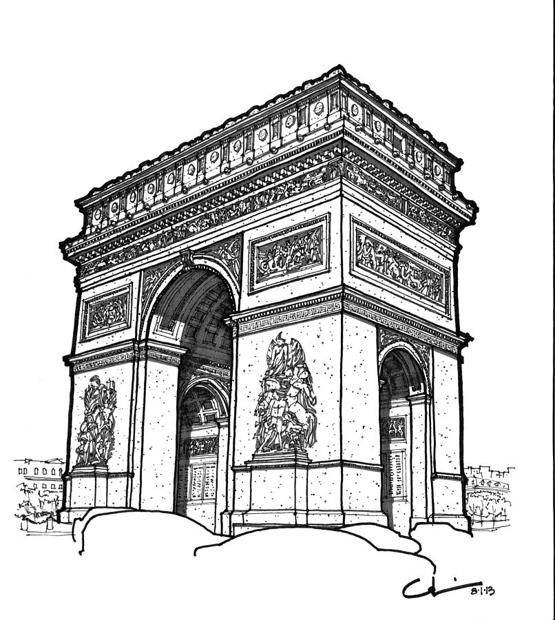 806x900 arc de triomphe drawing - Arc De Triomphe Drawing