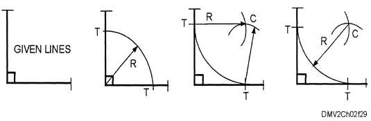 535x175 drawing an arc tangent to a right angle - Arc Drawing