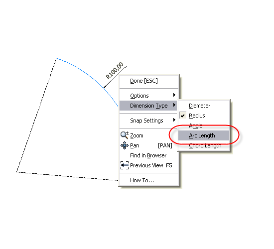 550x500 how to measure, dimension and specify arc length in inventor sketches - Arc Drawing