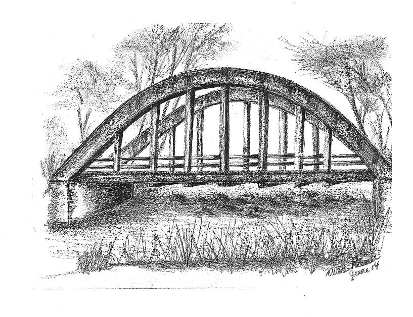 Old Bridge Drawing - Arch Bridge Drawing. 