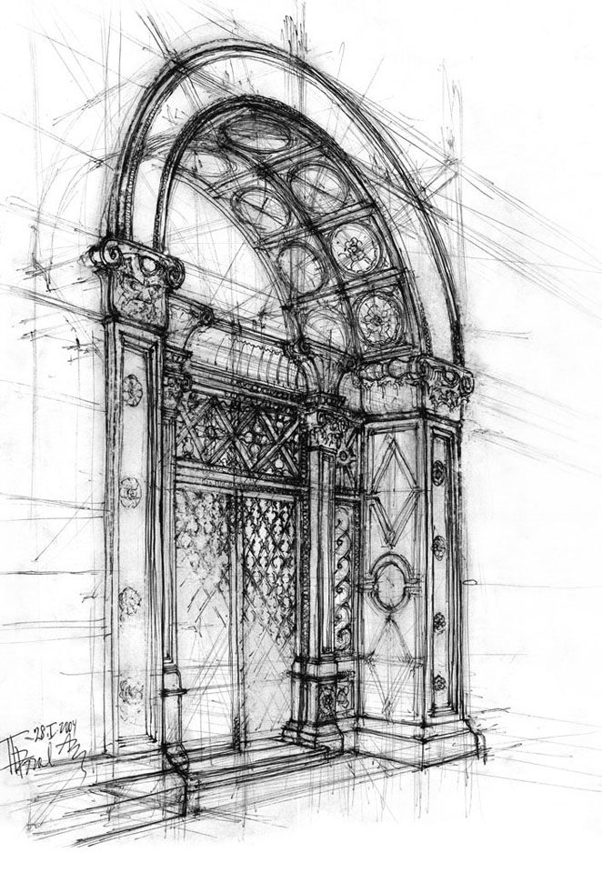 662x960 Architectural Sketch - Arch Drawing