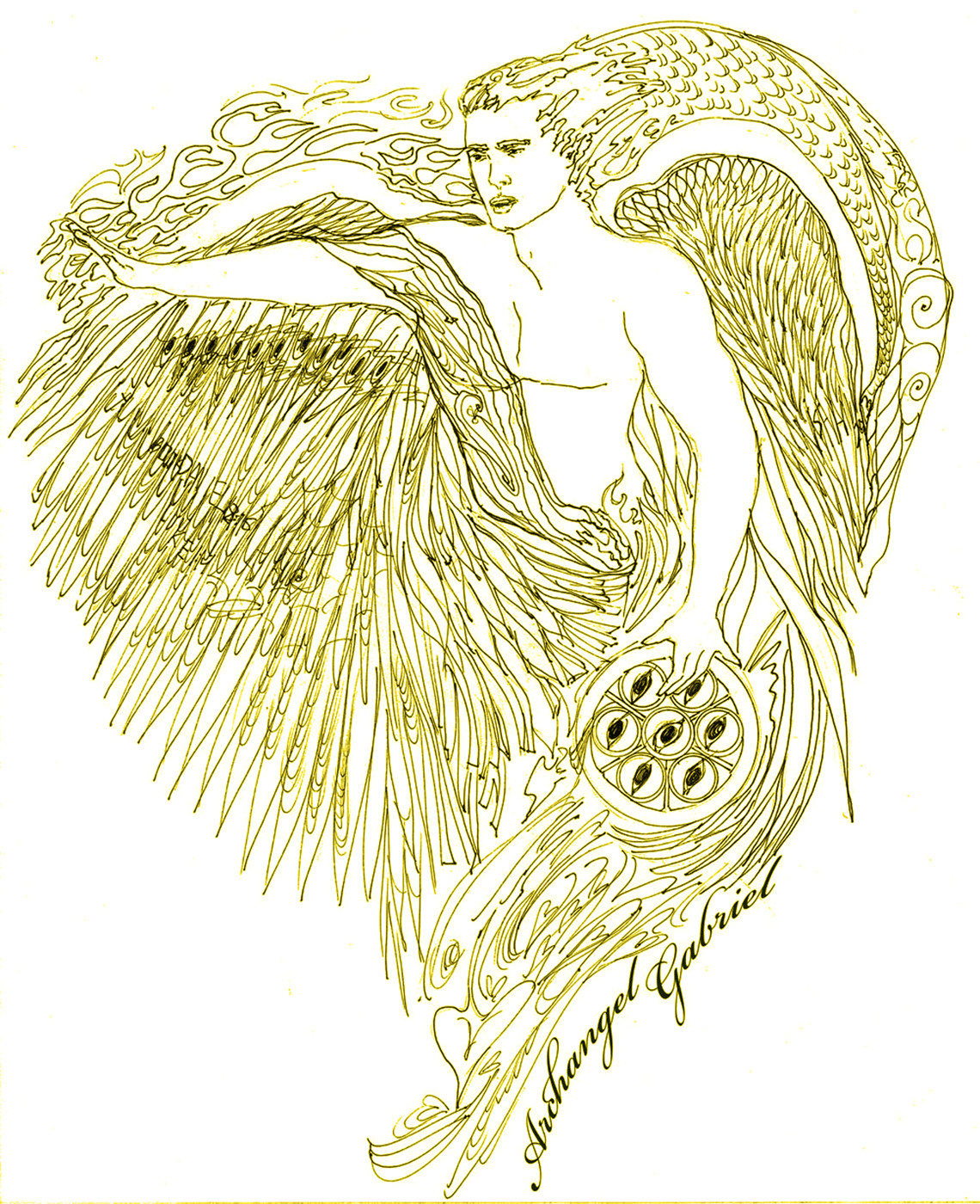 1140x1400 the warrior angels archangel gabriel line drawing - Archangel Drawing