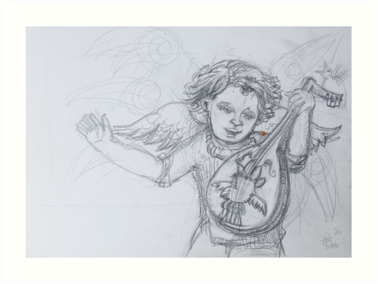 549x413 archangel michael playing mandolin - Archangel Michael Drawing