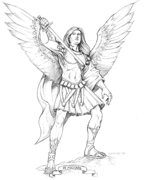 500x615 st michael the archangel bw - Archangel Michael Drawing