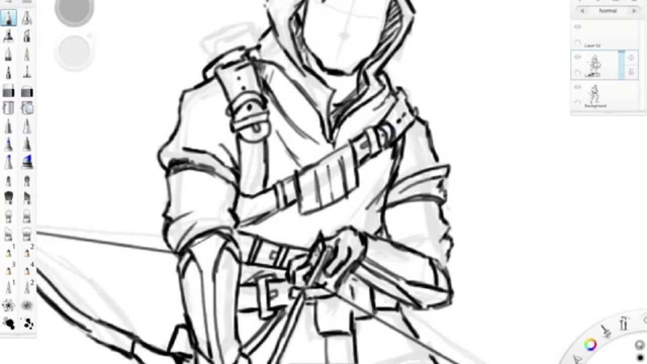 1280x720 sketching an archer - Archer Drawing
