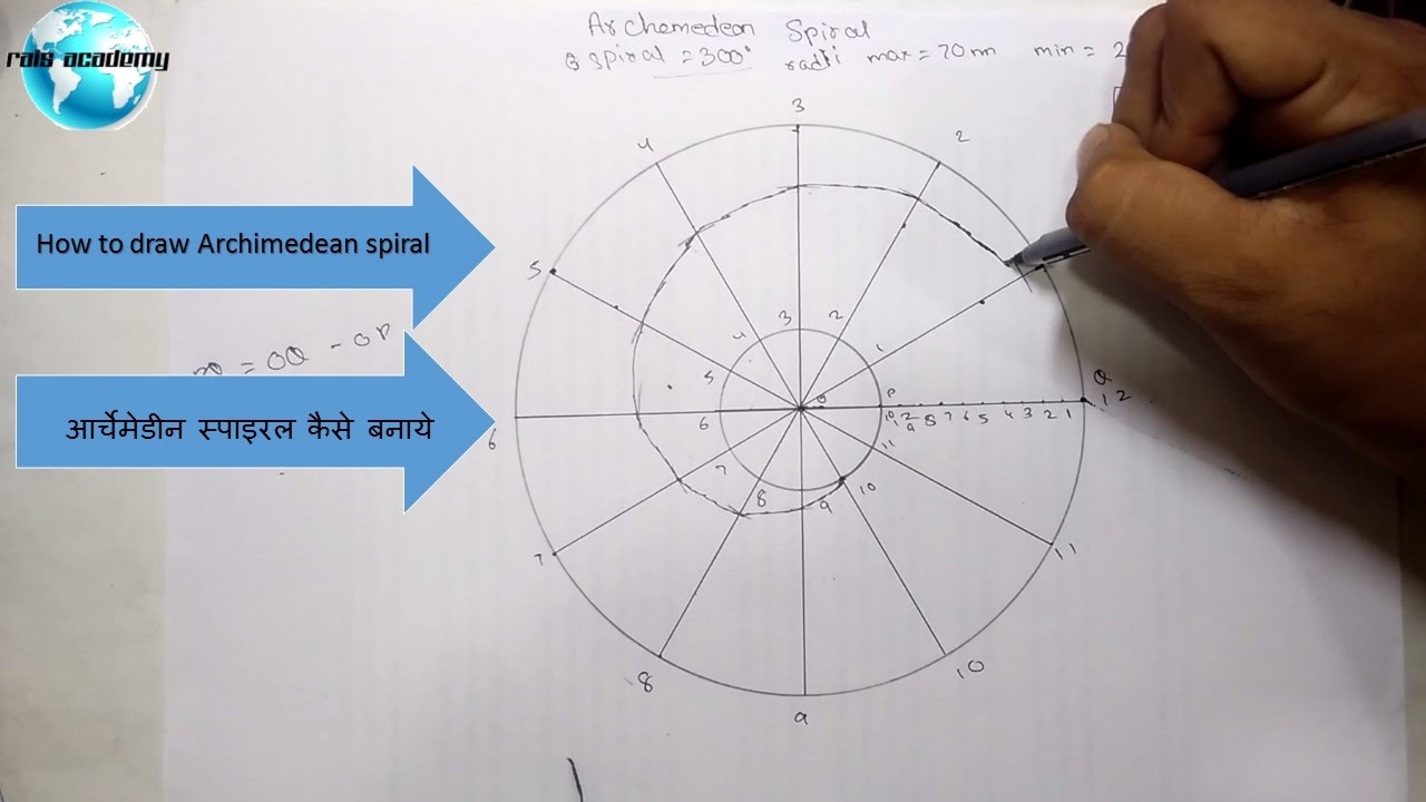 1280x720 hindi how to draw archimedean spiral - Archimedes Drawing