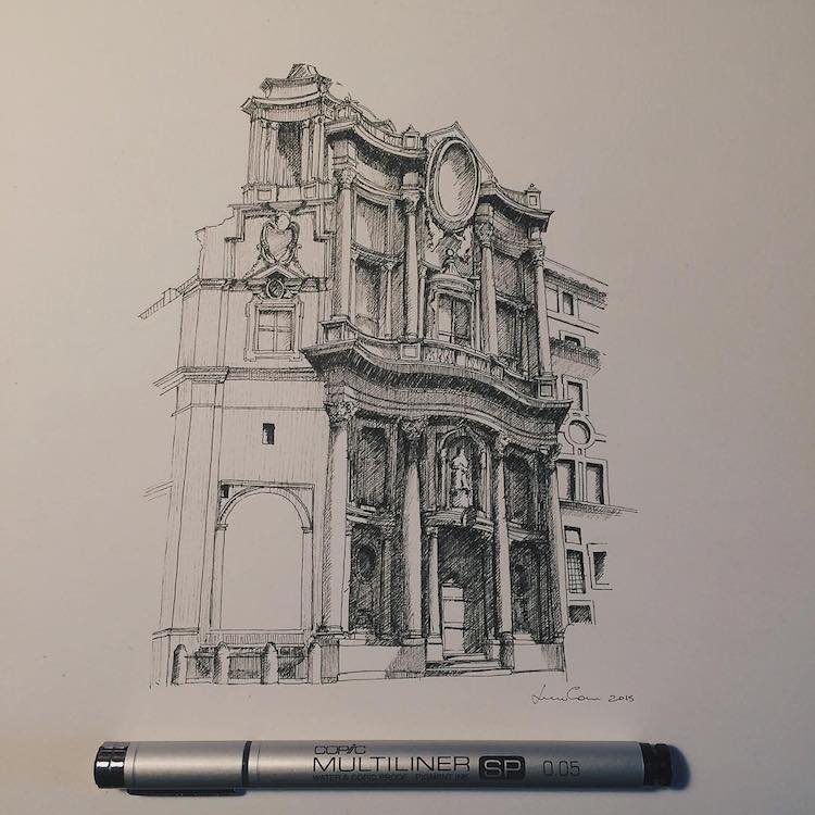 750x750 Incredible Miniature Architectural Drawings - Architecture Art Drawing