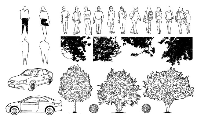645x395 Architectural Elements Vector Pack - Architecture People Drawing