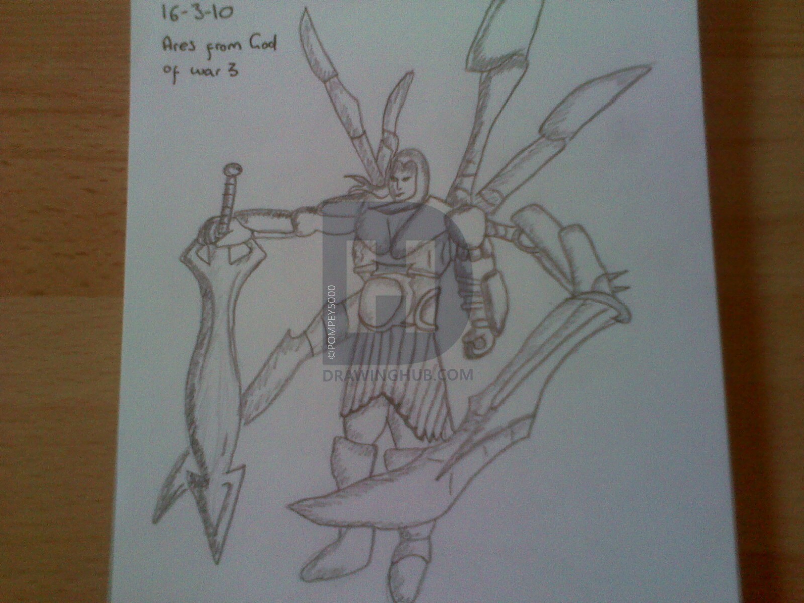 1600x1200 Ares From God Of War Drawing - Ares Drawing